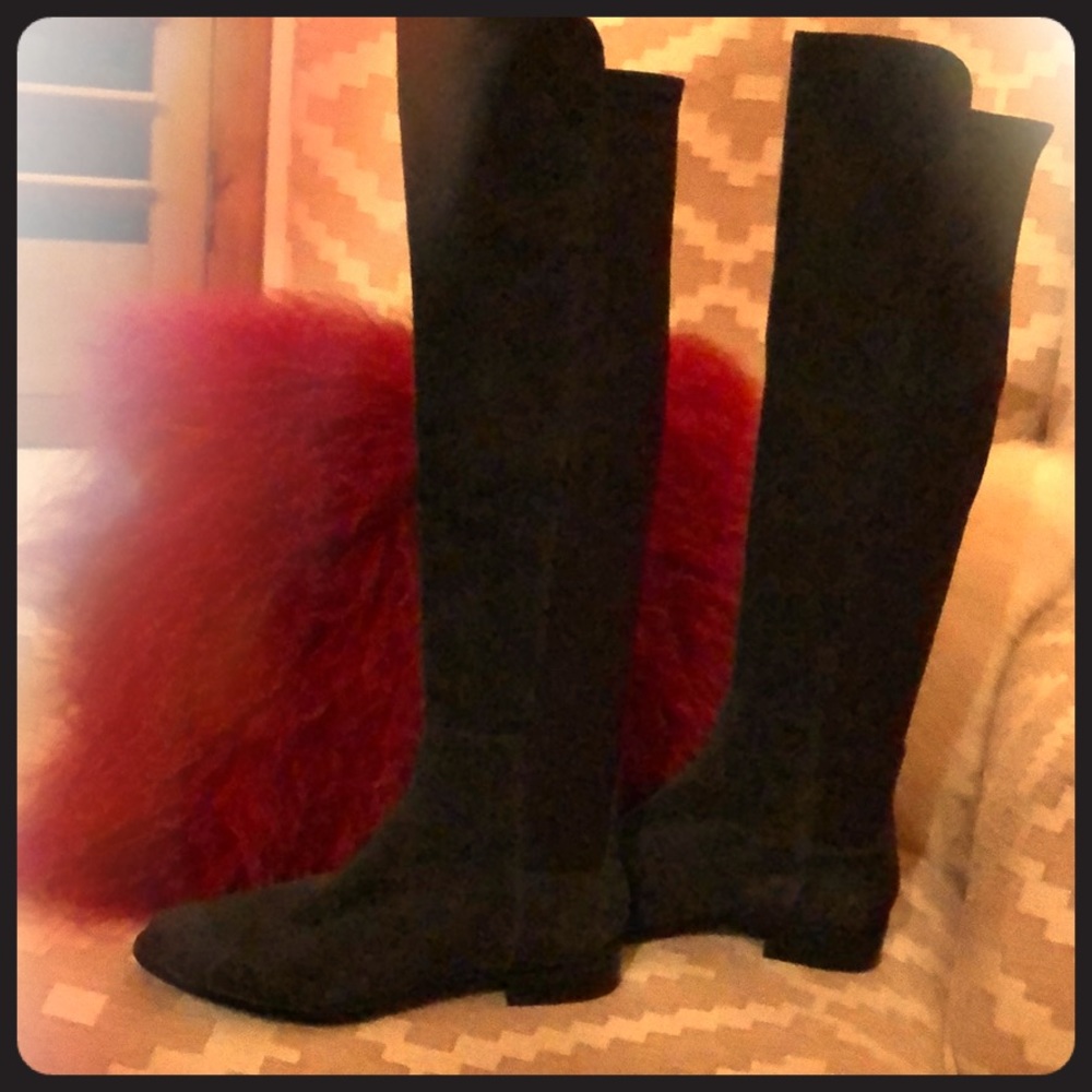 Stuart Weitzman Over-The-Knee Gray Suede Boots